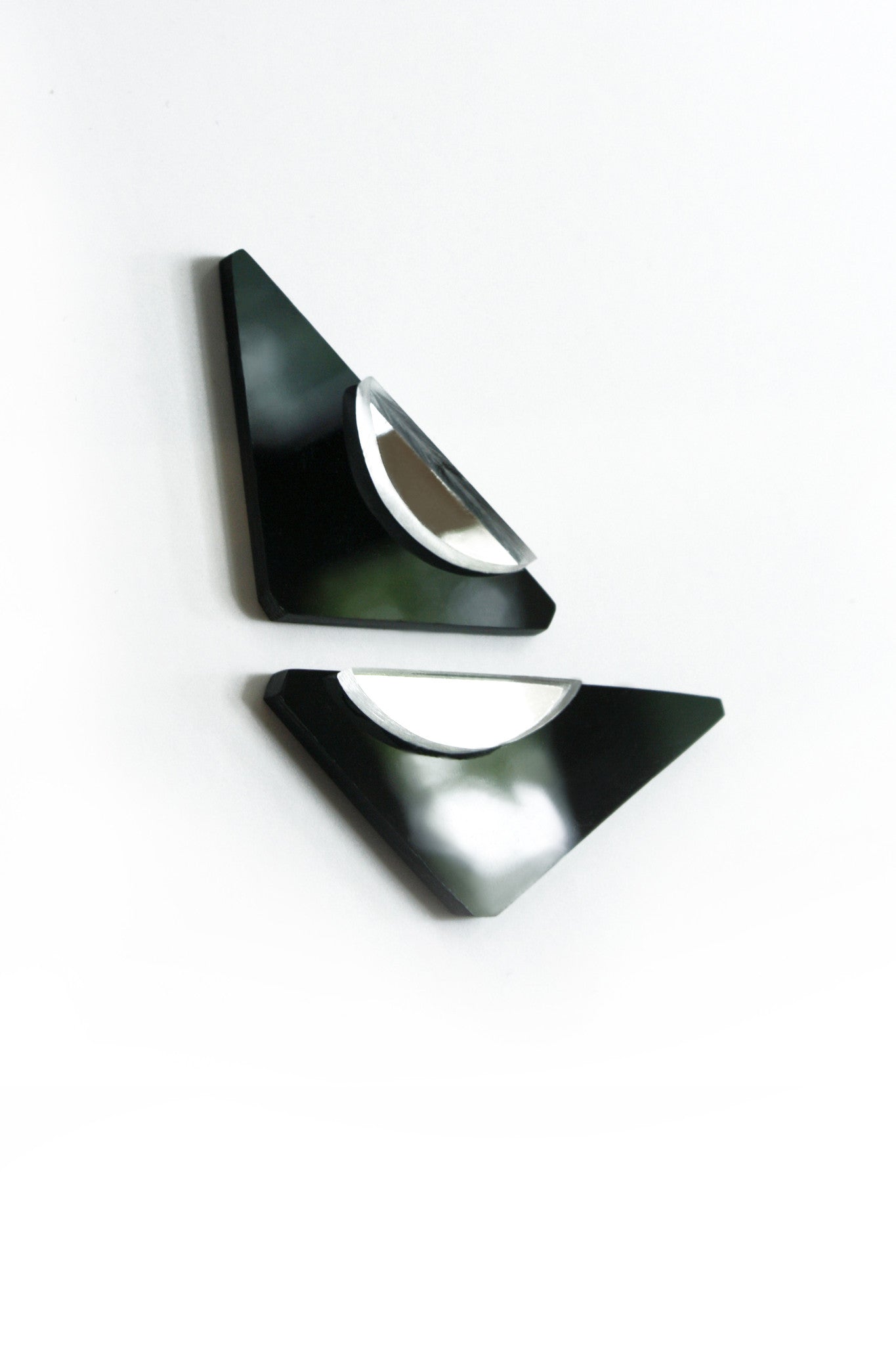 Black Small Acrylic Earrings, Perspex, Geometric Design, Simplicity - Enna Jewellery - 2