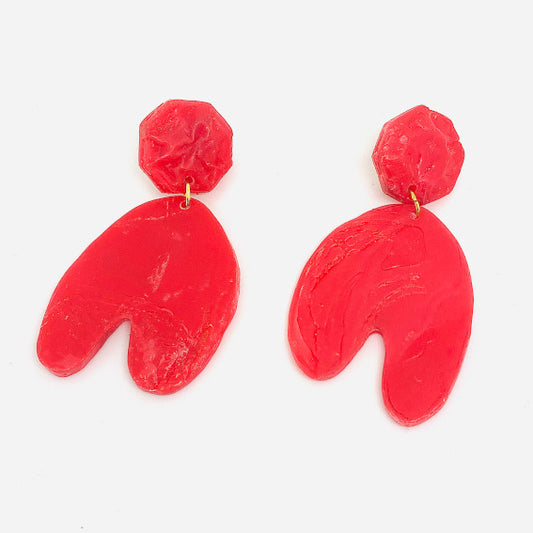 recycled clip-on earrings in red