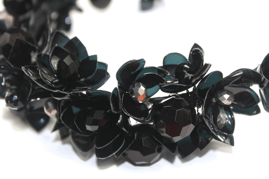 Flower Bead Hair Fascinator Black Wedding