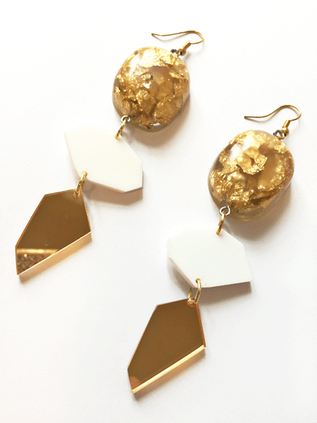 triple geometric earrings