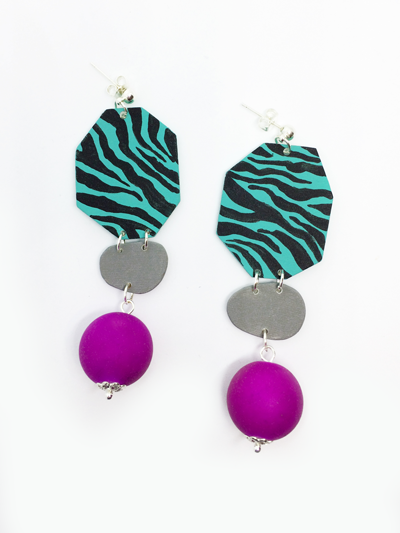 turquoise_zebra_purple_bead_earrings